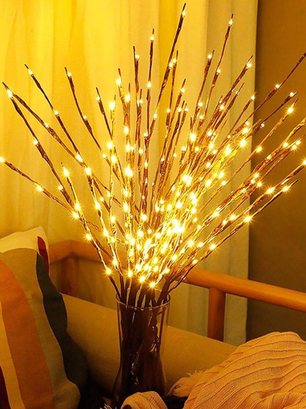 2 Pack Led Branch Light Battery Operated Lighted Branch Vase Filler Willow Tree
